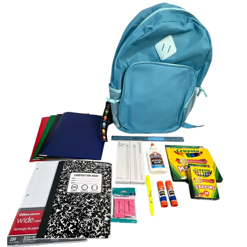 Backpack School‎ Supply Kit Blue Student Back to School Supplies